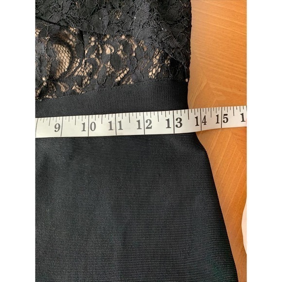 Bebe Strapless Lace Bandage‎ Dress Sz M Rocker Goth Mini MIDI Formal Cocktail - Picture 8 of 9